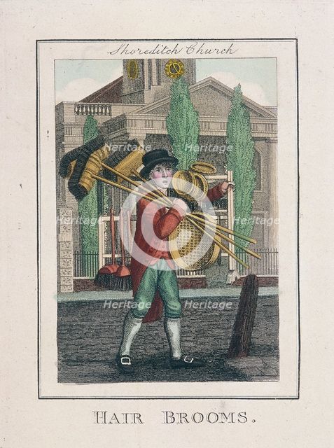 'Hair Brooms', Cries of London, 1804. Artist: Anon