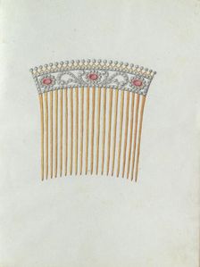 Hair comb with twenty teeth and three red stones, c.1800-c.1810. Creator: Carl Friedrich Bärthel