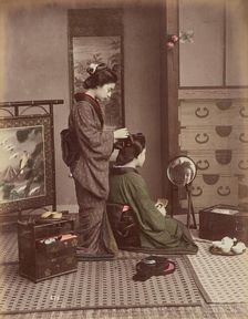 Hair Dressing, 1870s-1890s. Creator: Kusakabe Kimbei