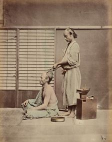 Hair Dressing in Japanese Style, 1870s-1890s. Creator: Kusakabe Kimbei