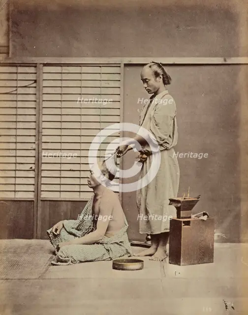 Hair Dressing in Japanese Style, 1870s-1890s. Creator: Kusakabe Kimbei.