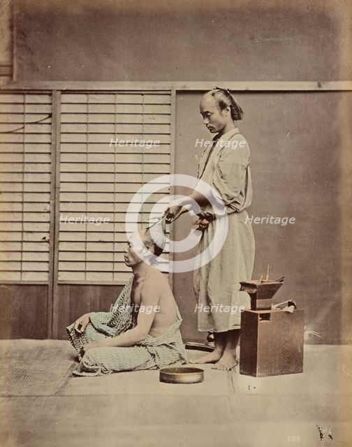 Hair Dressing in Japanese Style, 1870s-1890s. Creator: Kusakabe Kimbei.