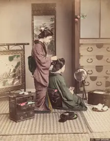 Hair Dressing: Interior with Two Women, c1885. Creator: Unknown