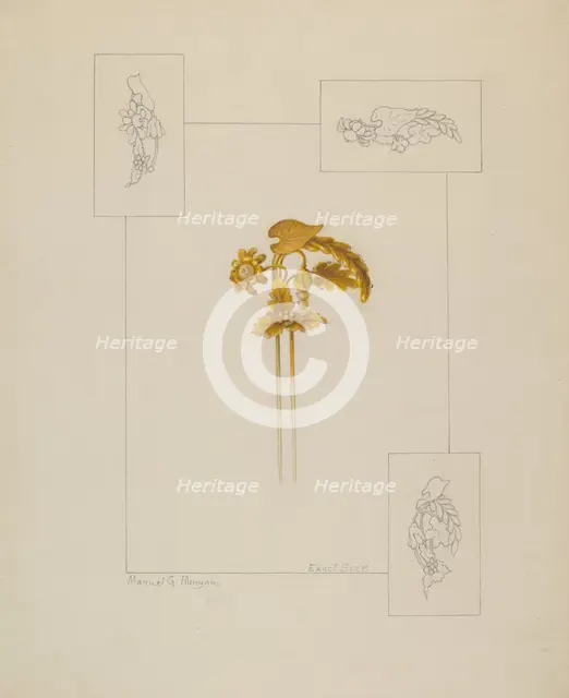 Hair Pin, c. 1937. Creator: Manuel G. Runyan.