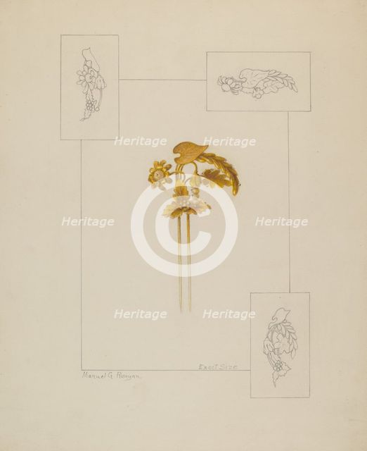Hair Pin, c. 1937. Creator: Manuel G. Runyan.