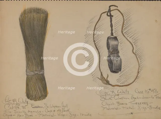 Hairbrush and Beard Tweezers, 1935. Creator: George B. Wally.
