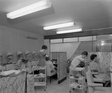 Hairdressers at work, Armthorpe, near Doncaster, South Yorkshire, 1961. Creator: Michael Walters