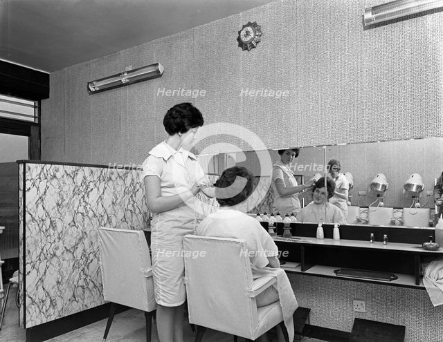 Hairdressers' salon, Armthorpe, near Doncaster, South Yorkshire, 1961.  Creator: Michael Walters.