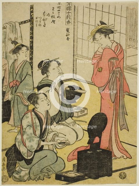 Hairdressing Room (Kamibeya), from the series "Ten Kinds of Incense in the Pleasure..., c. 1793/94. Creator: Torii Kiyonaga.