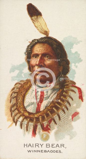 Hairy Bear, Winnebagoes, from the American Indian Chiefs series (N2) for Allen & Ginter Ci..., 1888. Creator: Allen & Ginter.
