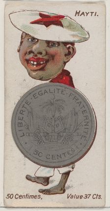 Haiti, 50 Centimes, from the series Coins of All Nations (N72, variation 1) for Duke brand..., 1889. Creator: Unknown