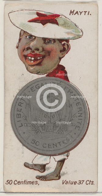 Haiti, 50 Centimes, from the series Coins of All Nations (N72, variation 1) for Duke brand..., 1889. Creator: Unknown.