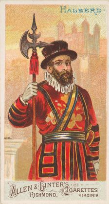 Halberd, from the Arms of All Nations series (N3) for Allen & Ginter Cigarettes Brands, 1887. Creator: Allen & Ginter