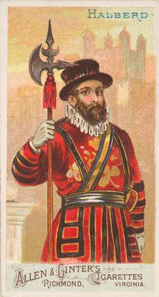 Halberd, from the Arms of All Nations series (N3) for Allen & Ginter Cigarettes Brands, 1887. Creator: Allen & Ginter