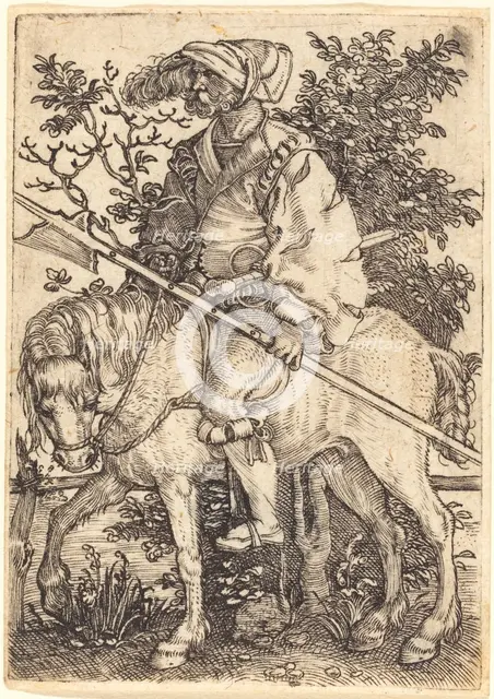 Halberdier on Horseback, 1520s. Creator: Barthel Beham.