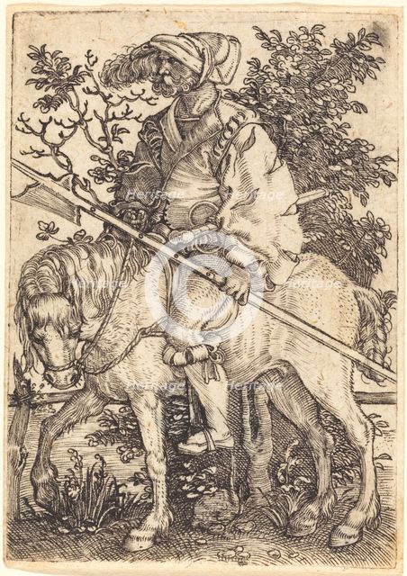 Halberdier on Horseback, 1520s. Creator: Barthel Beham.