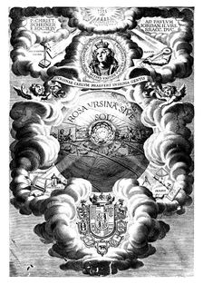 Half-title of "Rosa Ursina", by Christopher Scheiner, 1630. Creator: Unknown