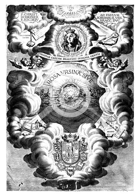 Half-title of "Rosa Ursina", by Christopher Scheiner, 1630. Creator: Unknown.