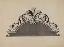 Half-canopy Carved Bed, c. 1936. Creator: Dorothy Posten