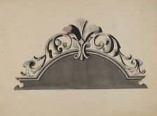 Half-canopy Carved Bed, c. 1936. Creator: Dorothy Posten
