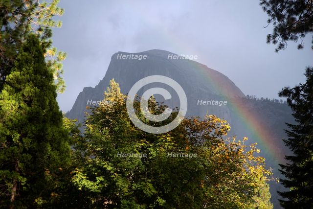 Half Dome and rainbow, Yosemite, California, USA, 2022. Creator: Ethel Davies.