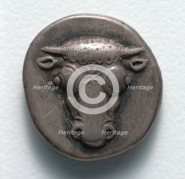Half Drachm: Bull's Head Facing (obverse), 550-421 BC. Creator: Unknown.