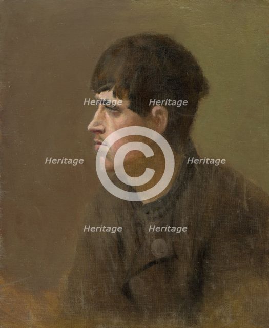 Half-Figure of a Young Man from Profile, 1880-1900. Creator: Ladislav Mednyanszky.