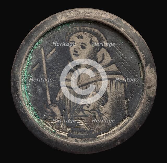 Half Figure of a Monk with Cross and Book. Creator: Unknown.