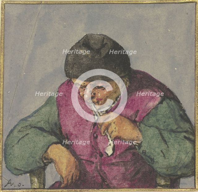 Half-figure of a seated peasant with a pipe, after 1670. Creator: Adriaen van Ostade.