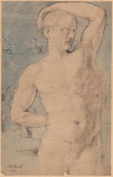 Half-length drawing of a male nude, (c1800?). Creator: Thomas Stothard