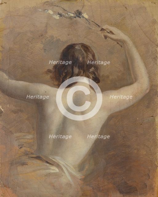 Half-length female figure viewed from the back, c1823-1873. Creator: Edmund Thomas Parris.
