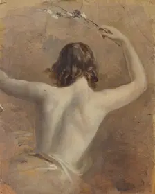 Half-length female figure viewed from the back, c1823-1873. Creator: Edmund Thomas Parris