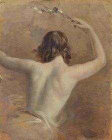 Half-length female figure viewed from the back, c1823-1873. Creator: Edmund Thomas Parris