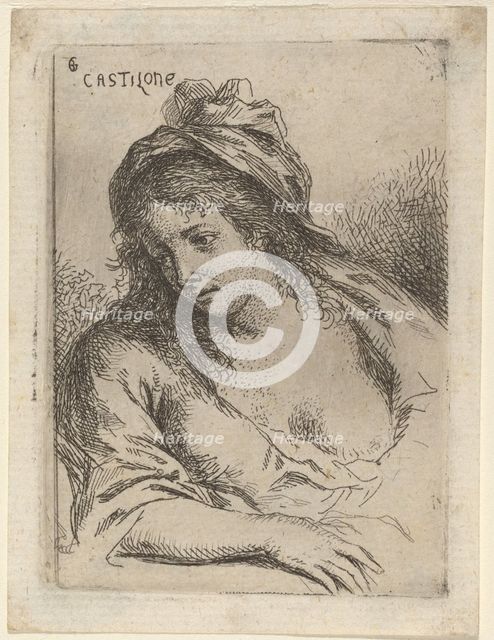 Half-Length Figure of a Woman Looking Sideward. Creator: Bartholomaeus Ignaz Weiss.