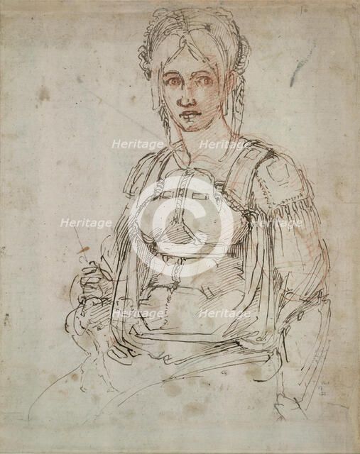 Half-length figure of a woman (Portrait of Vittoria Colonna), c. 1525. Creator: Buonarroti, Michelangelo (1475-1564).