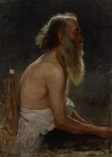 Half-Length Figure Study (Old Man), about 1883-1884. Creator: John Ottis Adams