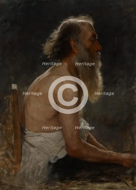 Half-Length Figure Study (Old Man), about 1883-1884. Creator: John Ottis Adams.