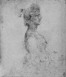 Half-Length of a Young Woman in Profile to the Right c1480 (1945). Artist: Leonardo da Vinci