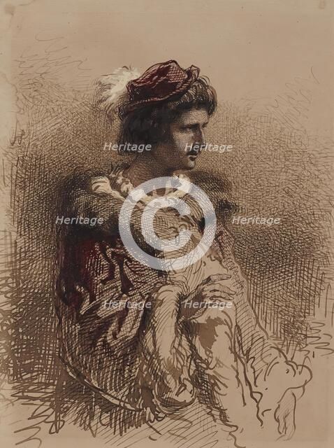 Half-length Male Figure in Sixteenth-century Costume, 1855-1867. Creator: Paul Gavarni.