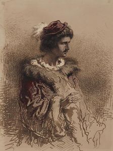 Half-length Male Figure in Sixteenth-century Costume, 1855-1867. Creator: Paul Gavarni