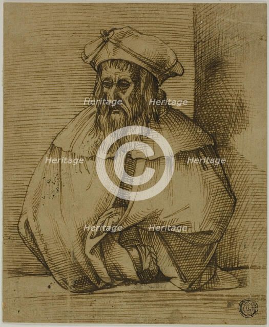 Half-Length Sketch of a Gentleman Wearing Hat and Cape, n.d. Creator: Bartolomeo Passarotti.