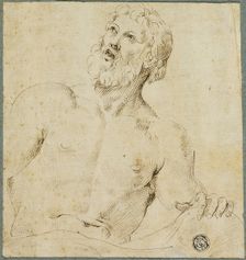 Half-length Sketch of Bearded Man (Jupiter?), 1540/60. Creator: Unknown