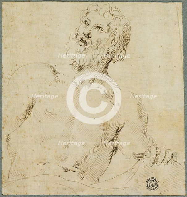 Half-length Sketch of Bearded Man (Jupiter?), 1540/60. Creator: Unknown.