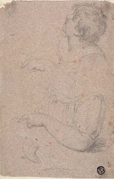 Half-Length Sketch of Child in Profile to Left, with Sketches of Right Arm and Left Hand, n.d. Creator: Giovanni Battista Cipriani