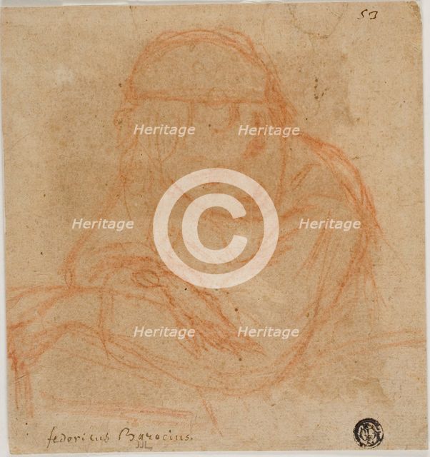 Half Length Sketch of Girl with Crossed Arms, n.d. Creators: Unknown, Bartolomeo Schedoni.