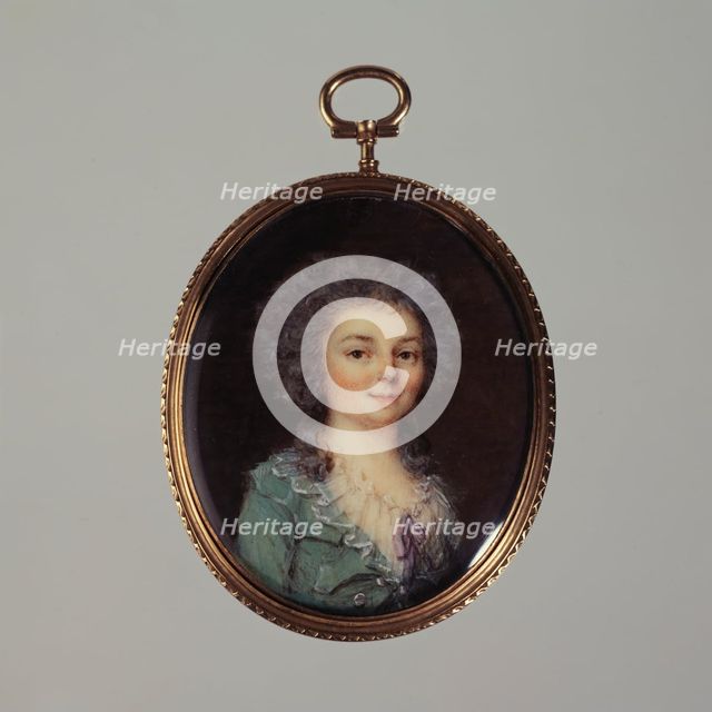 Half-length portrait of a young woman, c1788. Creators: Francois Antoine Romany, Peter Adolf Hall.