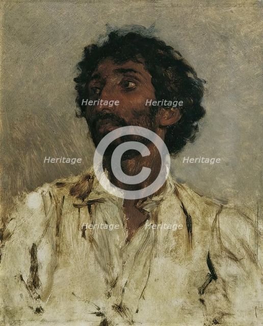 Half-length portrait of a gypsy, 1860/1870. Creator: August von Pettenkofen.