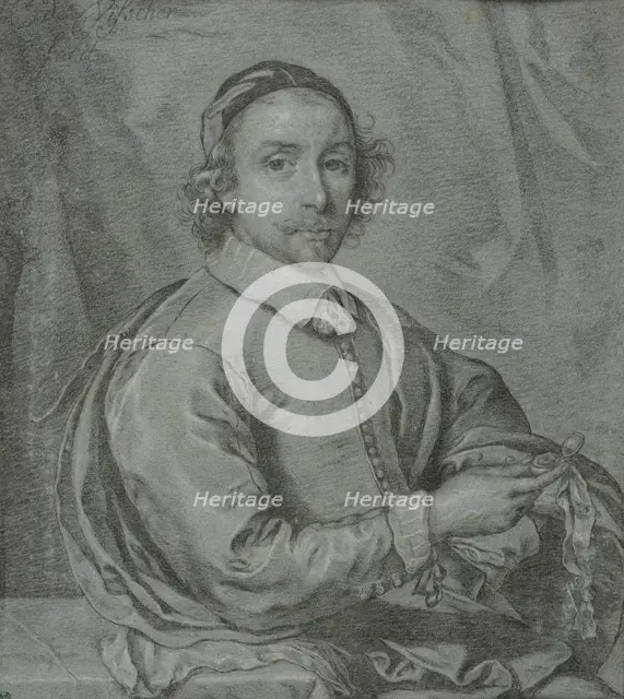 Half-Length Portrait of a Man Holding a Watch. Creator: Unknown.