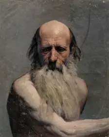 Half-length portrait of an old man (academy exercise), 1863. Creator: Adolf von Becker
