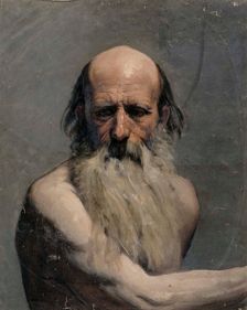 Half-length portrait of an old man (academy exercise), 1863. Creator: Adolf von Becker